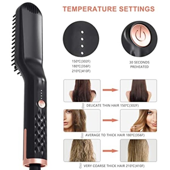 NIB Electric Beard Straightener Brush 3 Heat Settings Ceramic Plates Lightweight - Picture 4 of 10